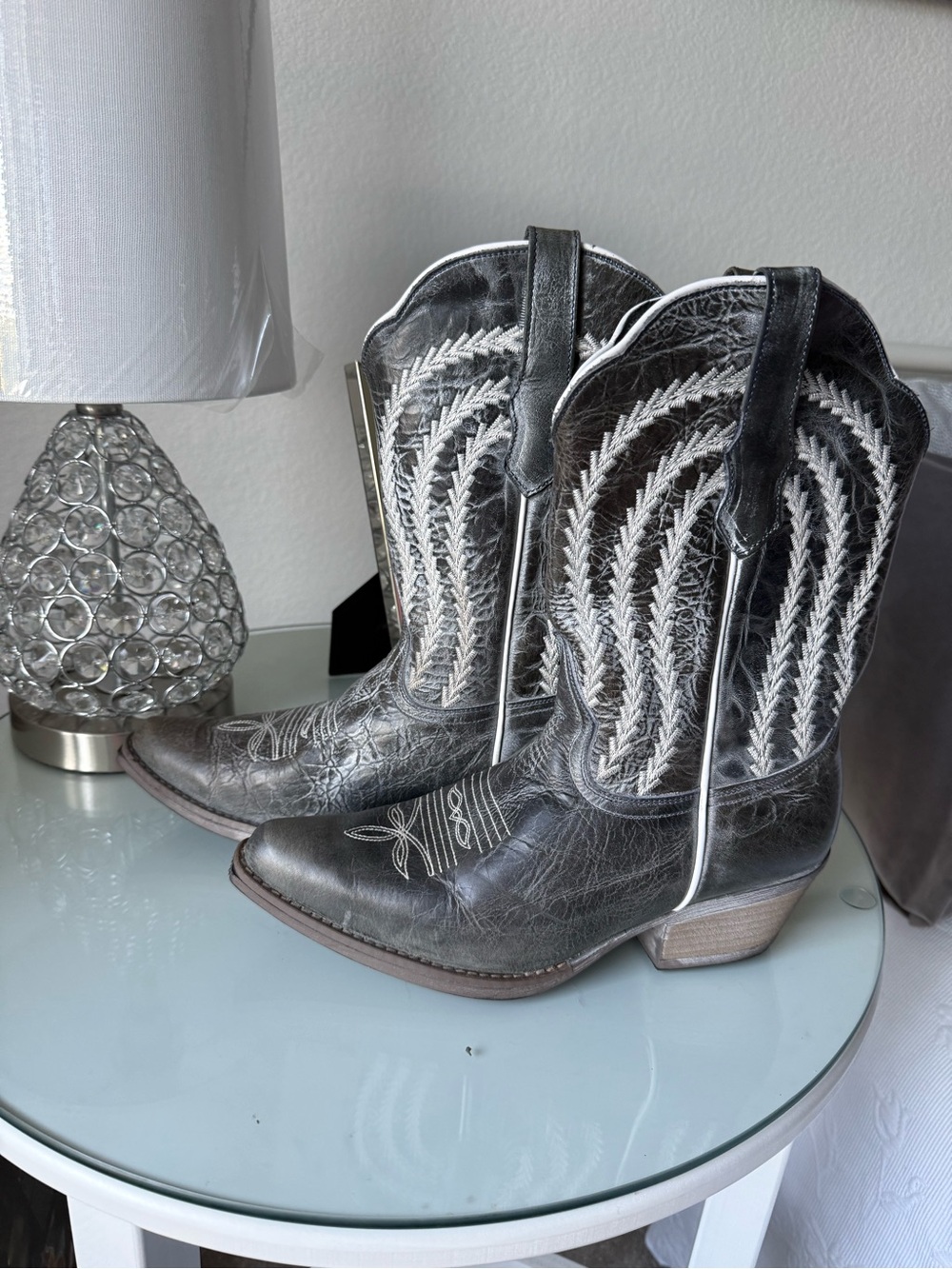 Black Western Embroidered Ankle Boots - Sterling River size 10